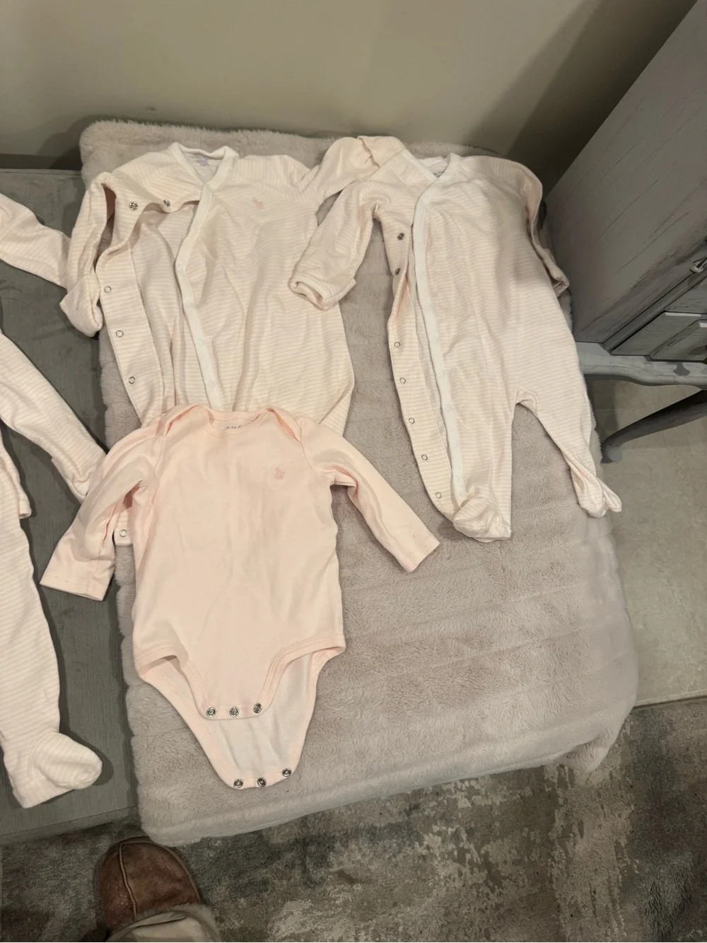Ralph Lauren Pale Pink Striped Infant Footie & Pants Set